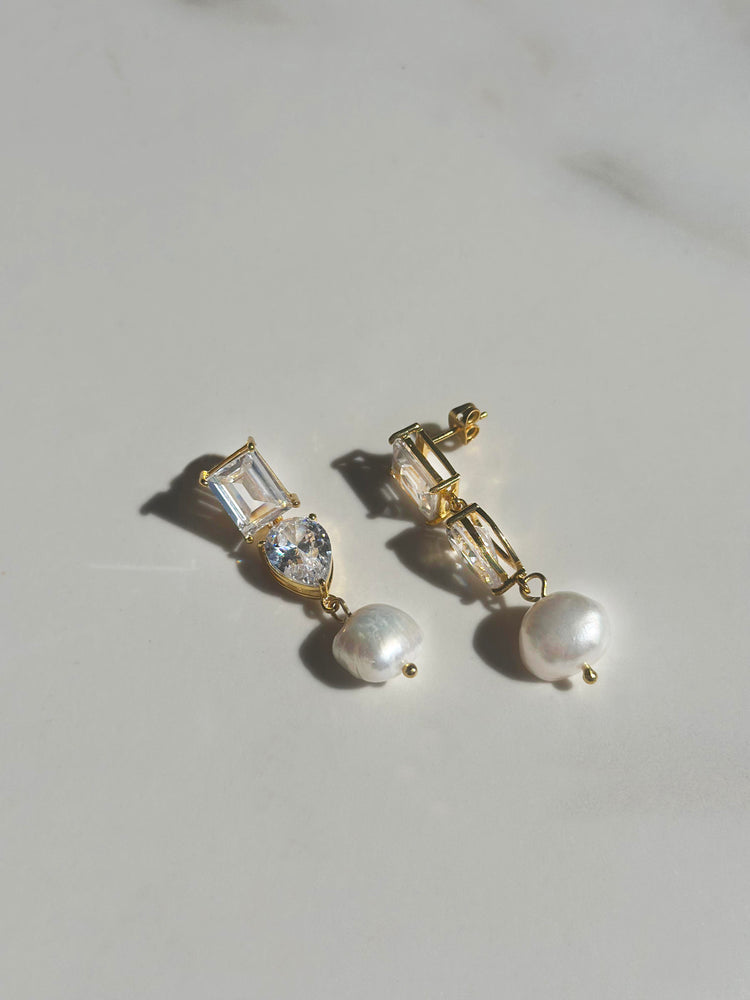 
                  
                    Load image into Gallery viewer, crystal and pearl earrings
                  
                