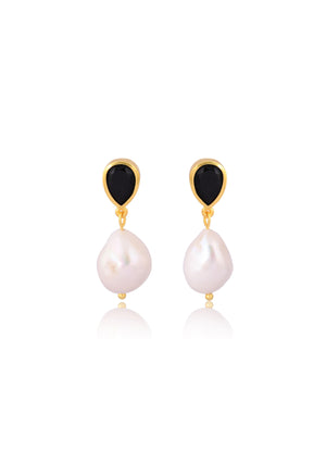 
                  
                    Load image into Gallery viewer, AUBREE BLACK EARRINGS GOLD
                  
                