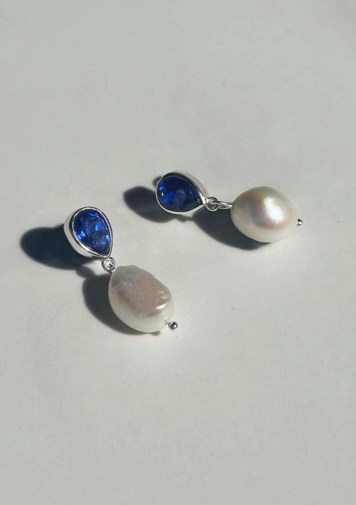 
                  
                    Load image into Gallery viewer, AUBREE BLUE EARRINGS SILVER
                  
                