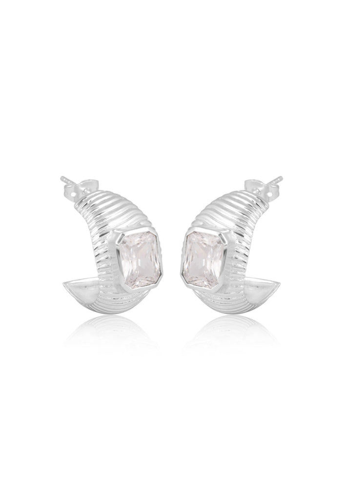 
                  
                    Load image into Gallery viewer, CASPIAN CRYSTAL EARRINGS SILVER
                  
                