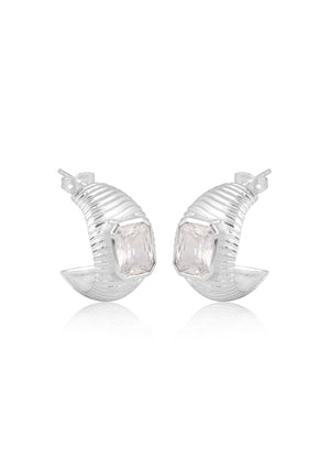 
                  
                    Load image into Gallery viewer, CASPIAN CRYSTAL EARRINGS SILVER
                  
                