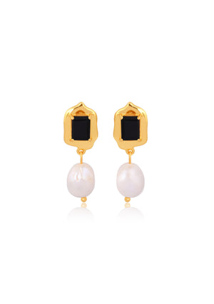 
                  
                    Load image into Gallery viewer, CELESTE BLACK EARRINGS 18K GOLD
                  
                