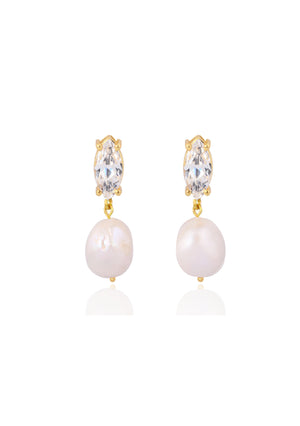 
                  
                    Load image into Gallery viewer, Crystal and pearl bridal earrings 
                  
                