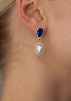 
                  
                    Load image into Gallery viewer, AUBREE BLUE EARRINGS SILVER
                  
                