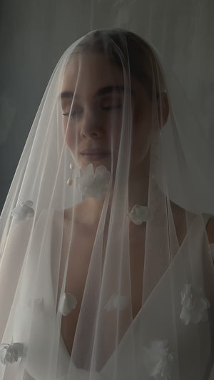 
                  
                    Load and play video in Gallery viewer, FLORA IVORY FLOWER WEDDING VEIL
                  
                